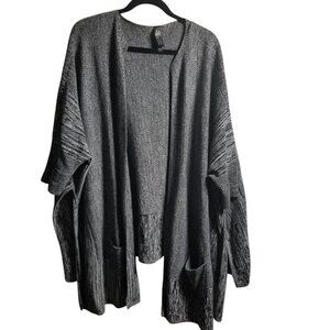 MarlaWynne Women's Linen Cotton Open Knit Grey Cardigan Sz 1X
